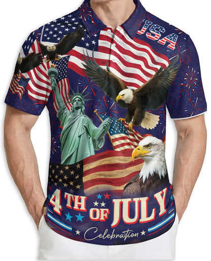 4th of July Polo Shirt, Patriotic Eagle USA Print | Azhawaiian
