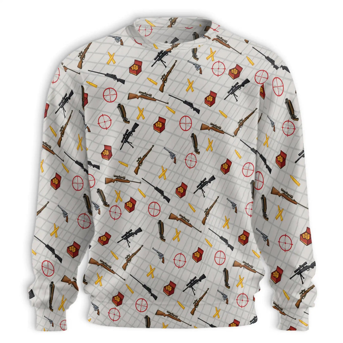 Guns and Ammo Minimalist Sweatshirt – Colorful Graphic 3D All Over Print Design