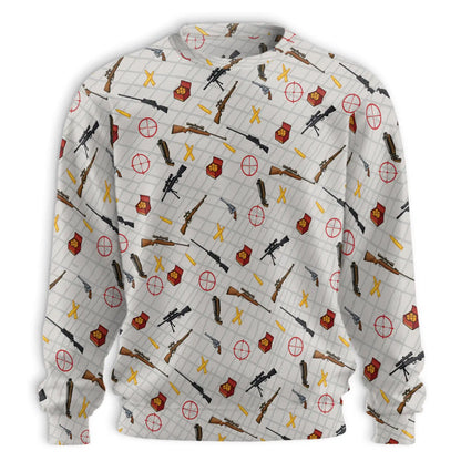 Guns and Ammo Minimalist Sweatshirt – Colorful Graphic 3D All Over Print Design