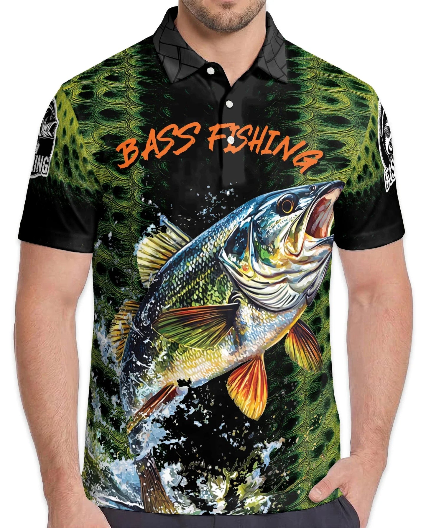 Bass Fishing Green 3D Polo Shirt for Men, Outdoor Angler Style | Azhawaiian