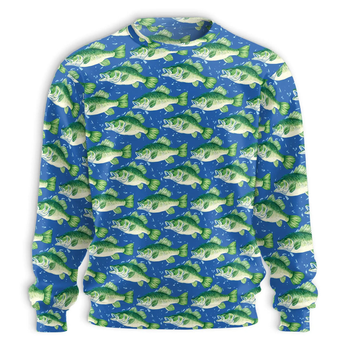 Green Bass Fish Pattern Sweatshirt – Colorful Graphic 3D All Over Print Design
