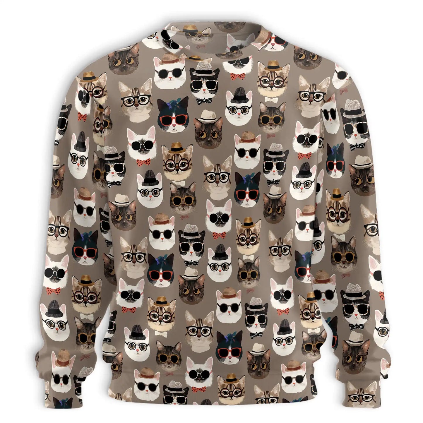 Cats Wearing Hats Pattern Sweatshirt – Colorful Graphic 3D All Over Print Design
