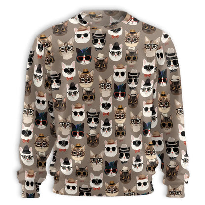 Cats Wearing Hats Pattern Sweatshirt – Colorful Graphic 3D All Over Print Design