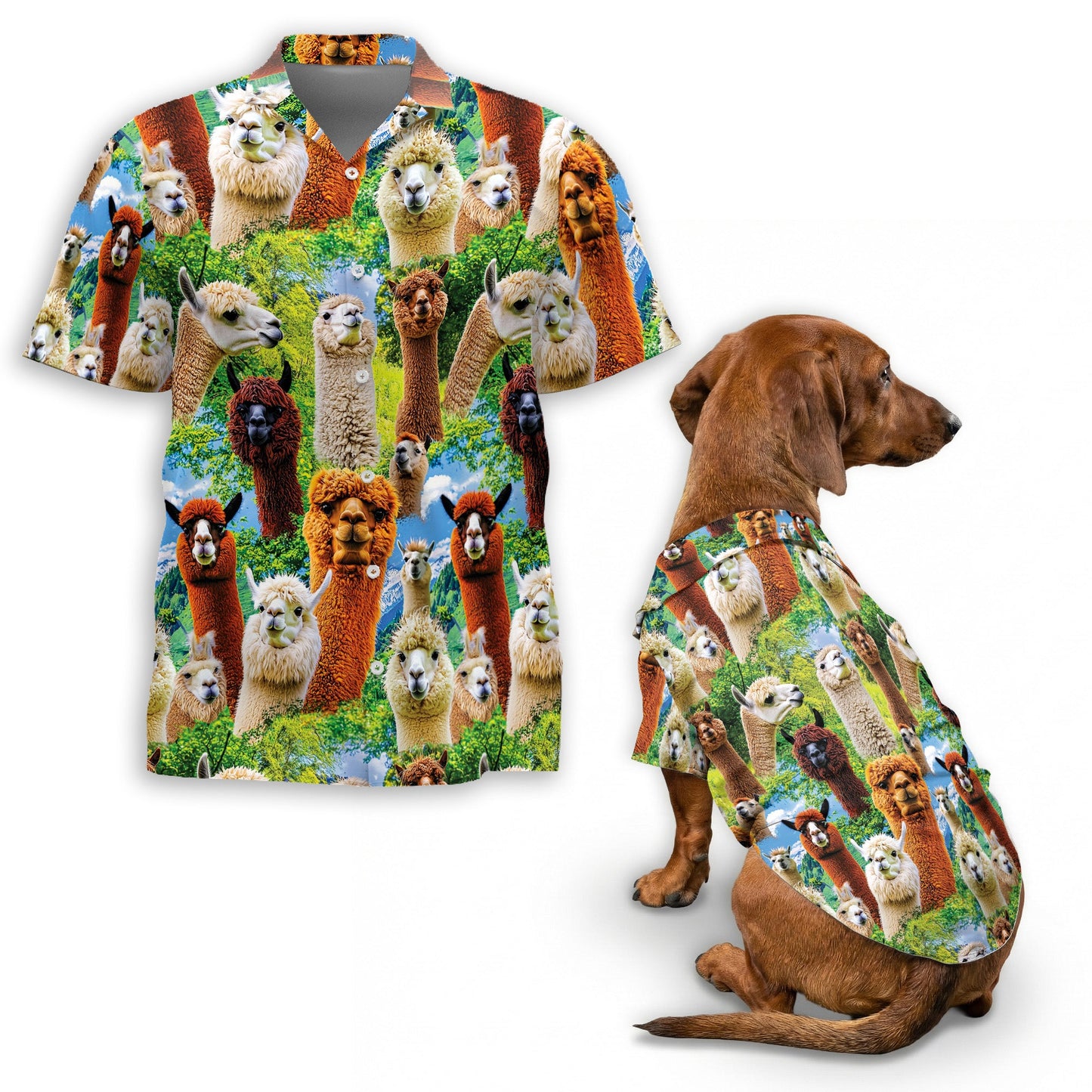 Matching Dog Owner Hawaiian Shirts, Funny Pet Aloha Shirt for Beach Vacation - Azhawaiian