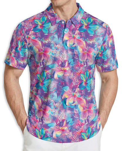 Colorful Floral Polo Shirt, Tropical Summer Style | Azhawaiian