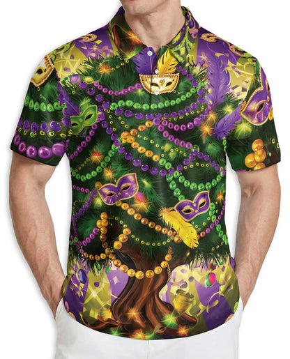 Mardi Gras Tree Hawaiian Polo Shirt | Azhawaiian