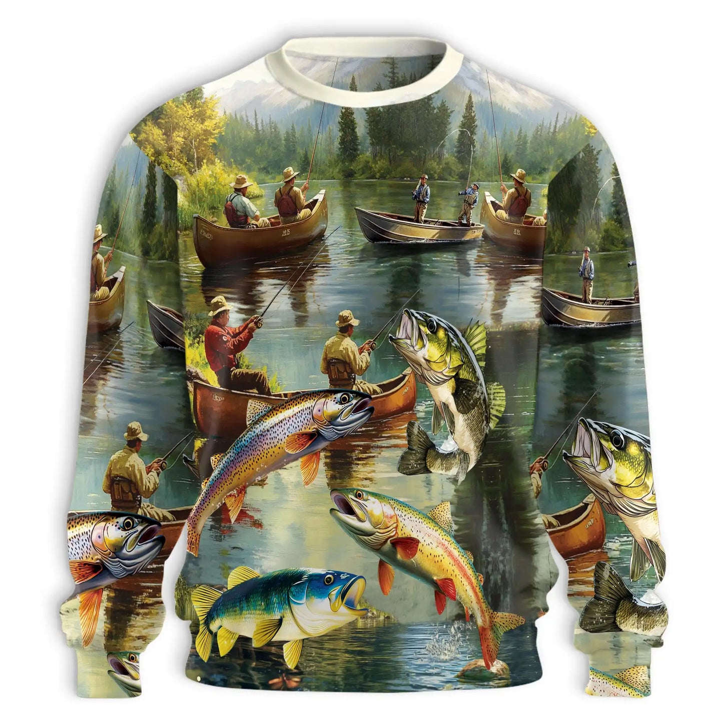 Trout Fishing Sweatshirt – Colorful Graphic 3D All Over Print Design