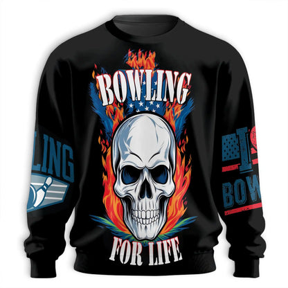 Bowling Skull Fire Sweatshirt – Colorful Graphic 3D All Over Print Design