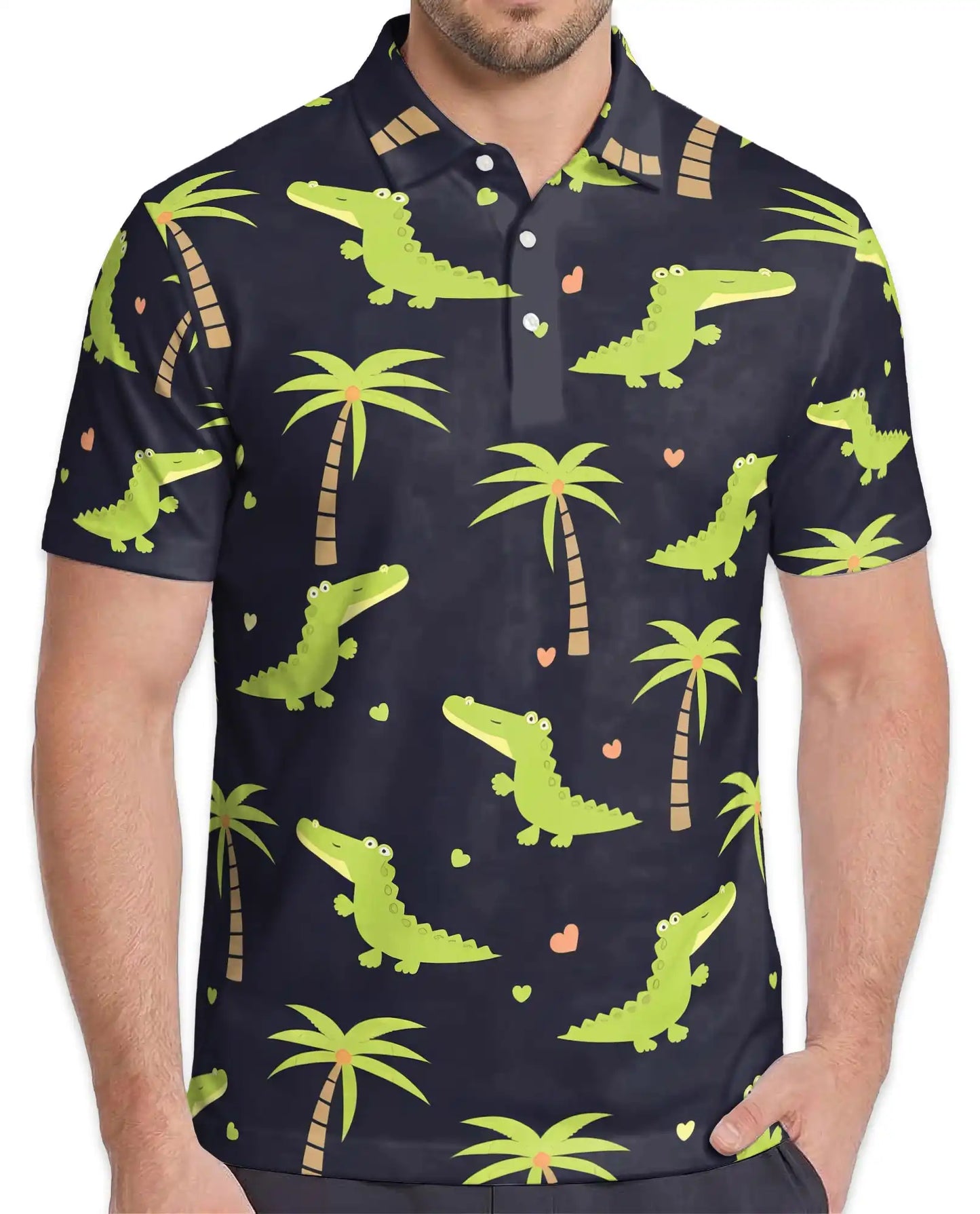 Cute Alligator Tropical 3D Polo Shirt for Men | Azhawaiian