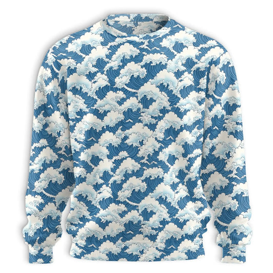 Japanese Wave Style Sweatshirt – Colorful Graphic 3D All Over Print Design