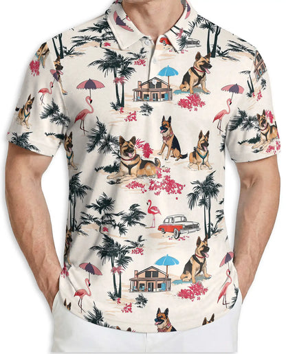 German Shepherd Tropical Beach Polo Shirt for Men | Azhawaiian