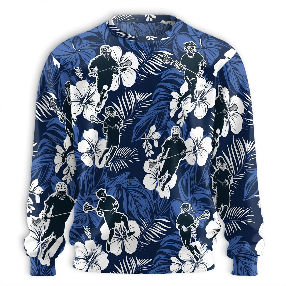 Blue Black Lacrosse Tropical Sweatshirt – Tropical 3D All Over Print Design