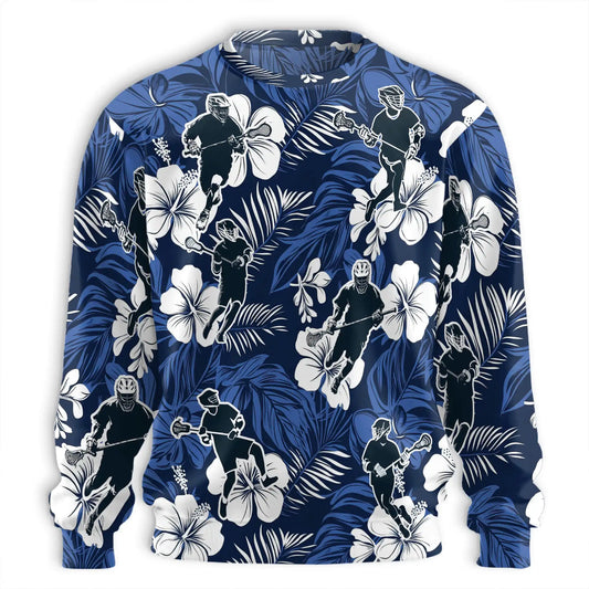 Blue Black Lacrosse Tropical Sweatshirt – Tropical 3D All Over Print Design