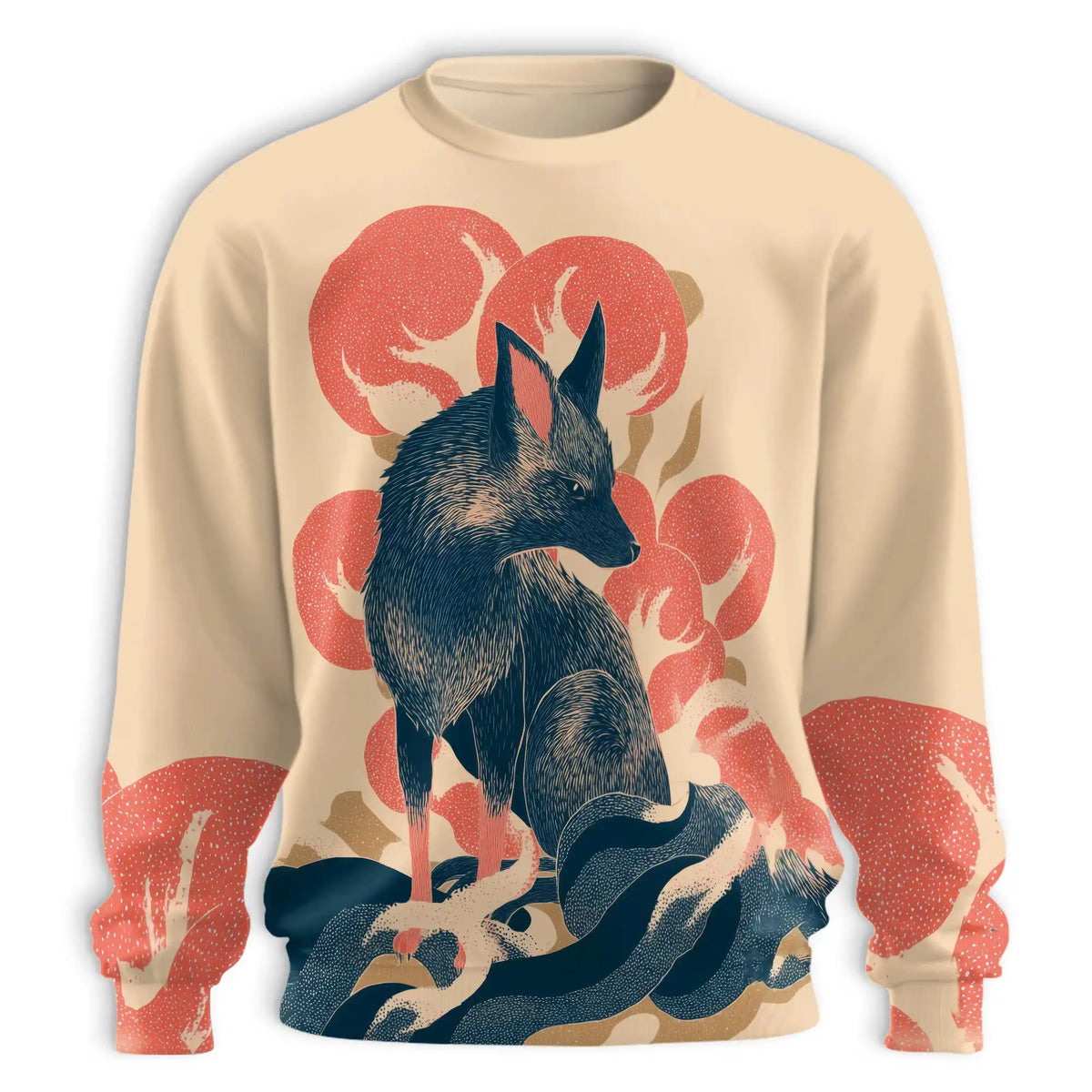 Japanese Fox Sweatshirt – Colorful Graphic 3D All Over Print Design