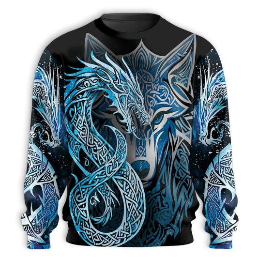 Wolf Dragon Sweatshirt – Colorful Graphic 3D All Over Print Design
