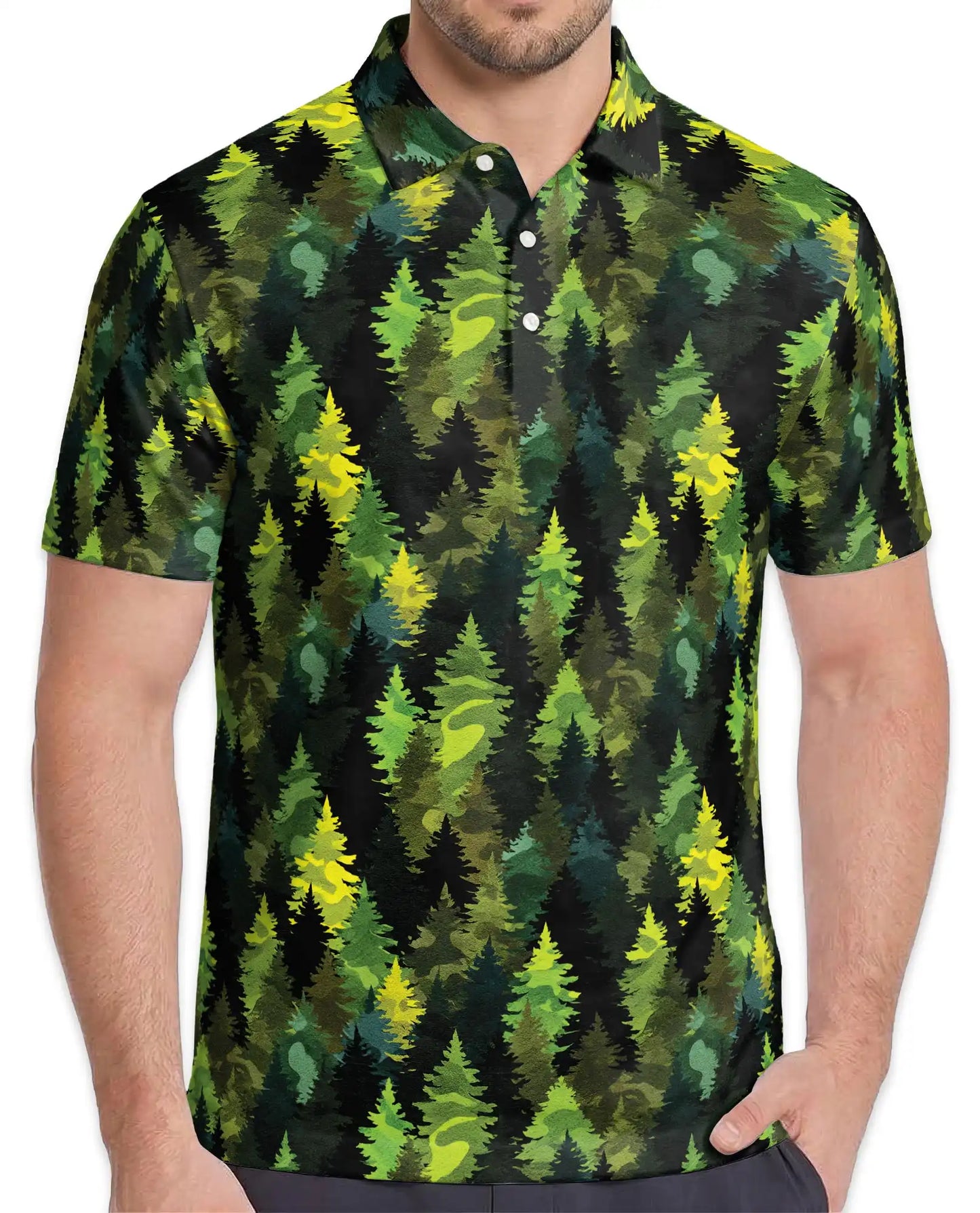 Evergreen Forest Polo Shirt - Woodland Nature Style | Azhawaiian