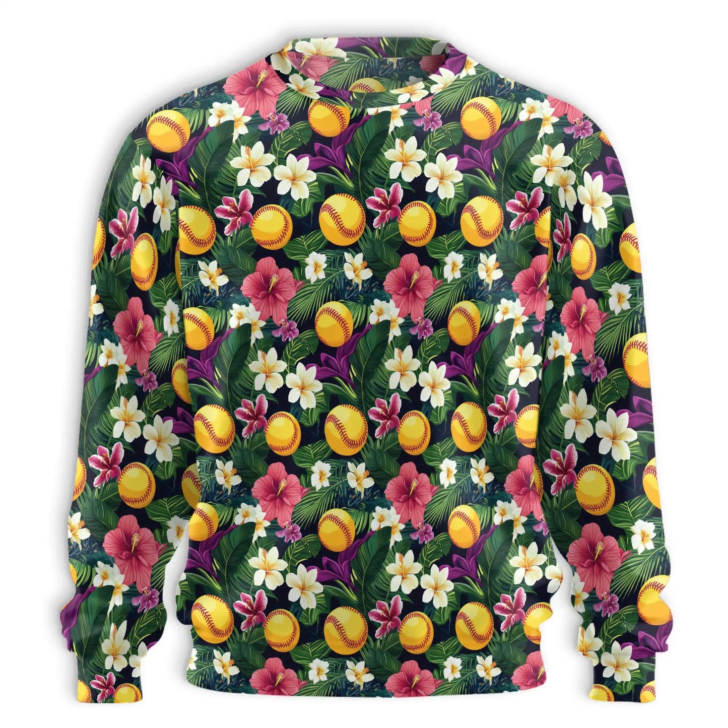 Softball Tropical Leaves and Flowers Sweatshirt – Tropical 3D All Over Print Design