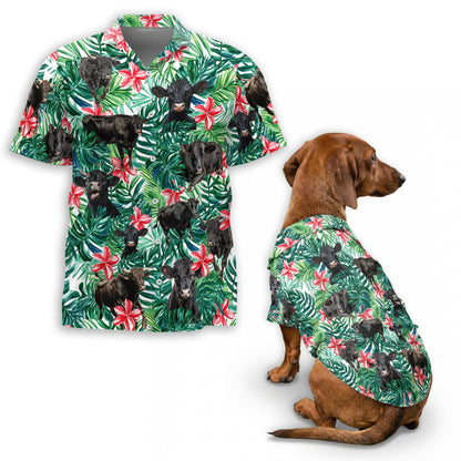 Black Angus Cattle Matching Dog Owner Hawaiian Shirts, Funny Pet Aloha Shirt for Beach Vacation - Azhawaiian