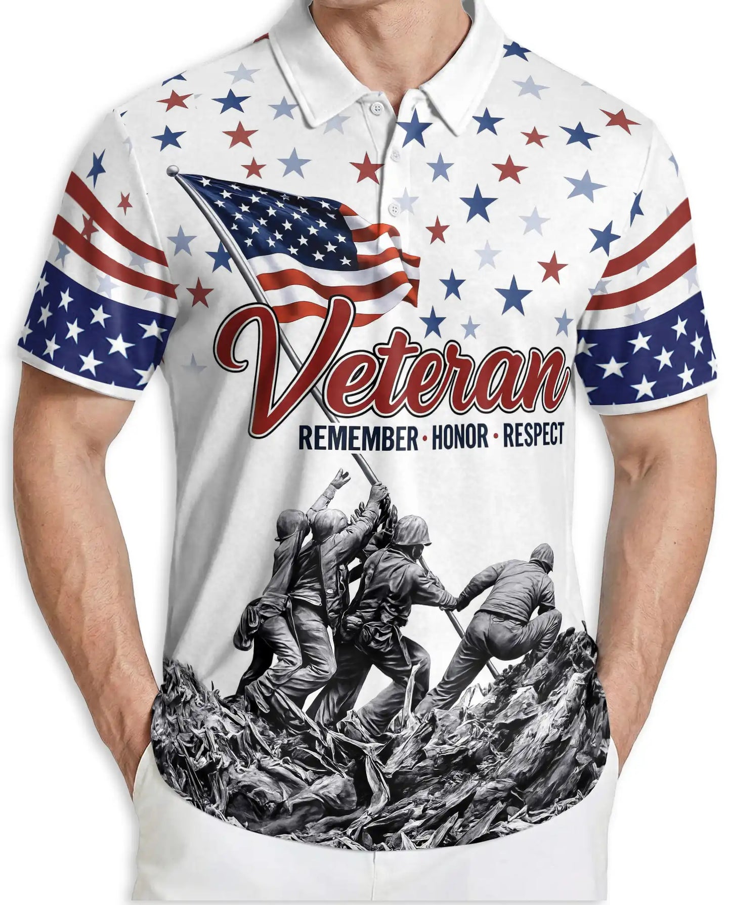 Veteran Remember Honor Respect Patriotic Military Tribute Polo Shirt | Azhawaiian