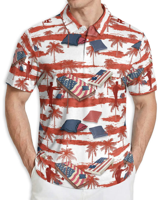 Cornhole Polo Shirt, Tropical Beach Style | Azhawaiian