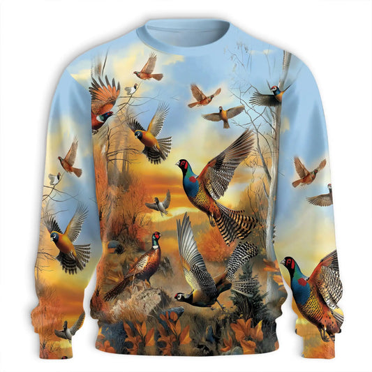 Animals Pheasant Hunting Sweatshirt – Colorful Graphic 3D All Over Print Design