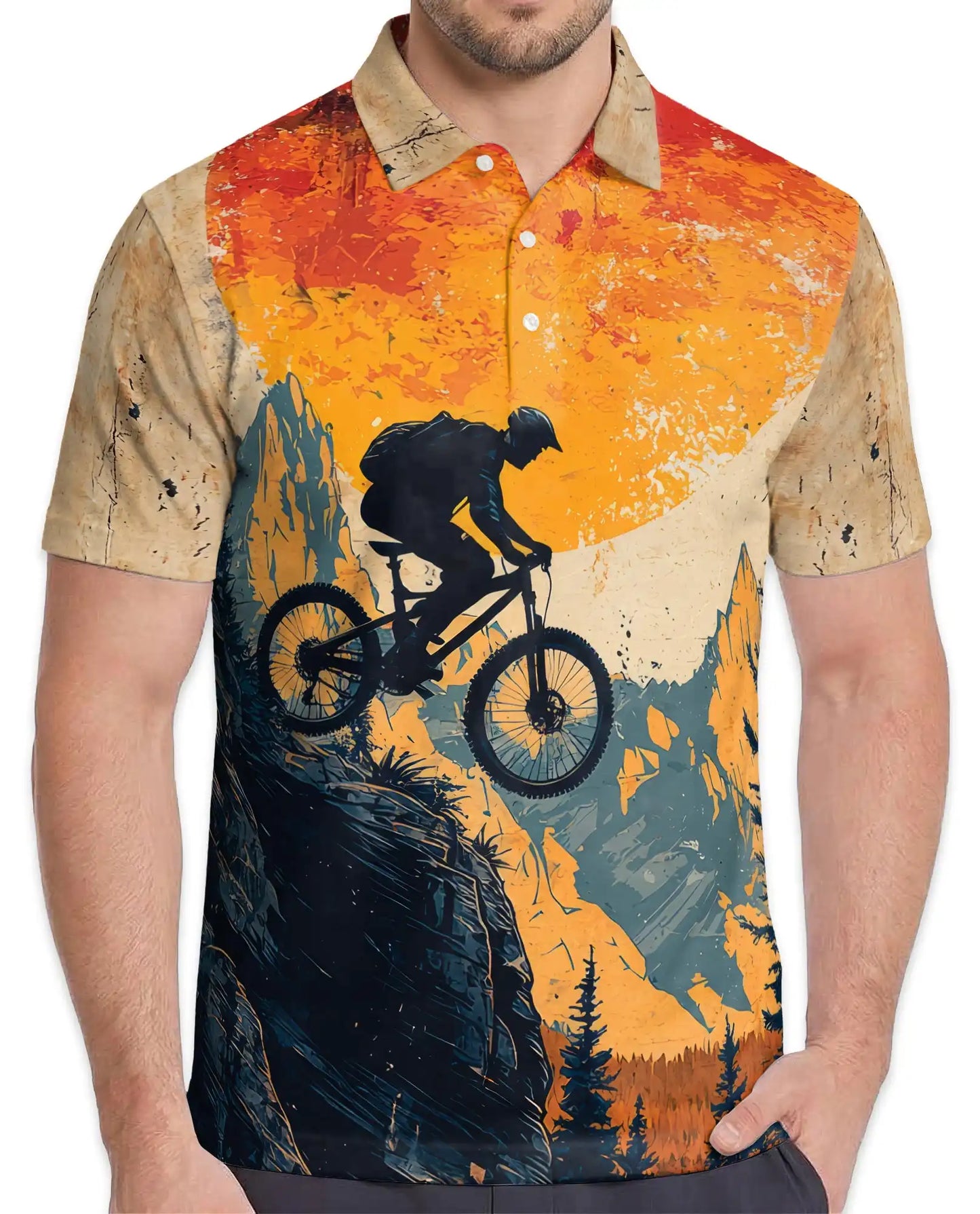 Mountain Biking Polo Shirt - Adventure Trail Rider Style | Azhawaiian