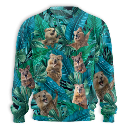 Cute Quokka Tropical Leaves Sweatshirt – Tropical 3D All Over Print Design
