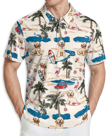 Cute Dog Beach Hawaiian 3D Polo Shirt for Men | Azhawaiian