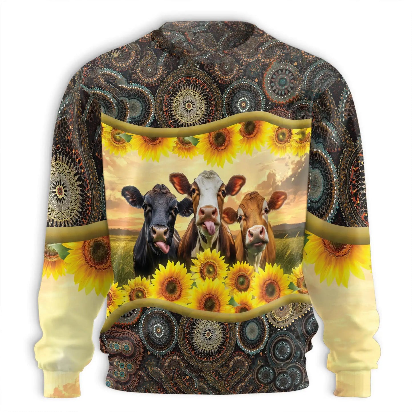 Sunflower Cattle Sweatshirt – Colorful Graphic 3D All Over Print Design