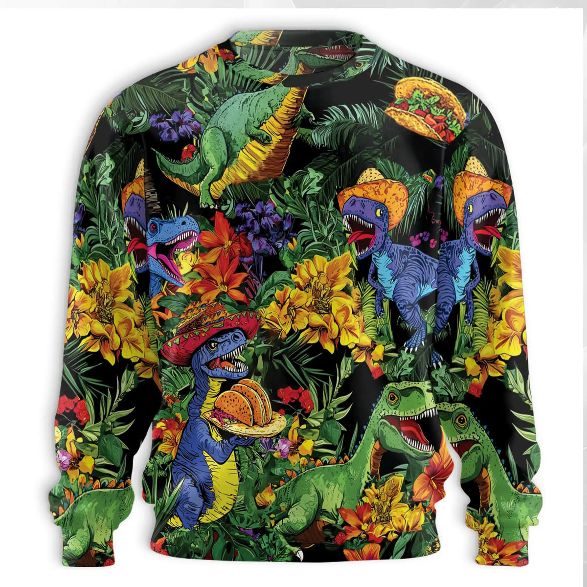 Taco T-Rex Sweatshirt – Colorful Graphic 3D All Over Print Design