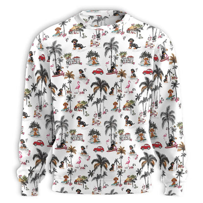 Dachshund Summer Beach Sweatshirt – Tropical 3D All Over Print Design
