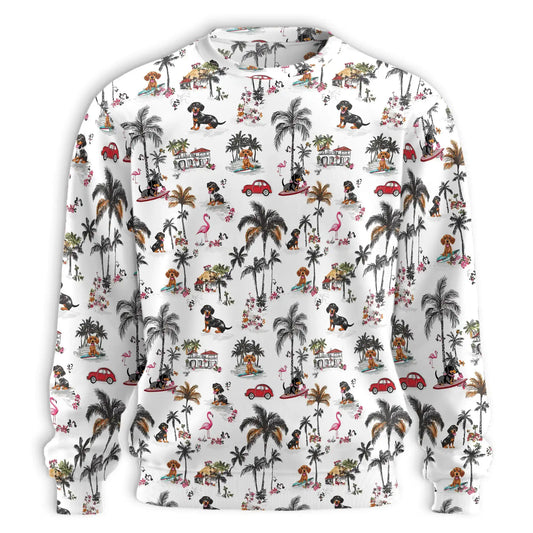 Dachshund Summer Beach Sweatshirt – Tropical 3D All Over Print Design