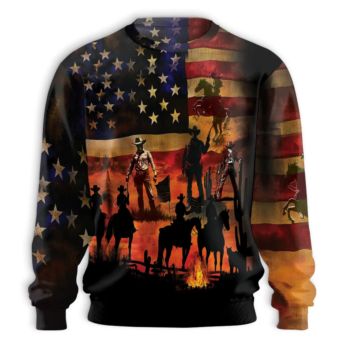Cowboy Sunset Sweatshirt – Colorful Graphic 3D All Over Print Design