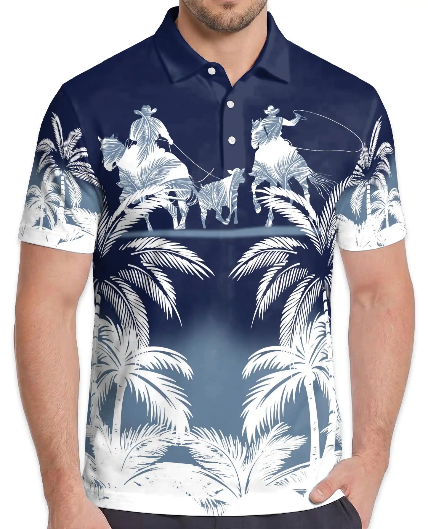 Cowboy Rodeo Polo Shirt - Tropical Western Ranch Style | Azhawaiian