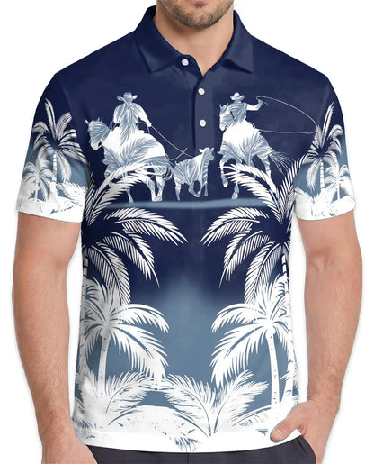 Cowboy Rodeo Polo Shirt - Tropical Western Ranch Style | Azhawaiian