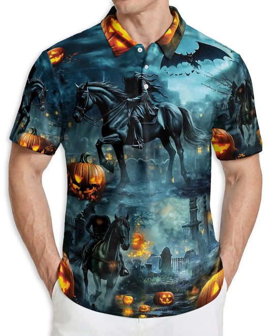 Halloween Dark Rider Horse Polo Shirt