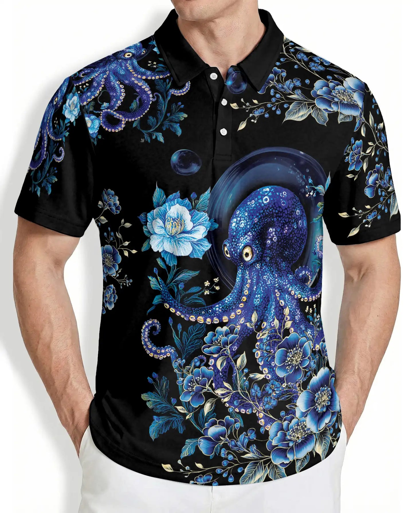 Blue Octopus Polo Shirt | Azhawaiian