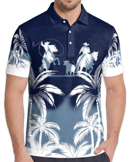 Cowboy Western Polo Shirt, Palm Desert Style | Azhawaiian