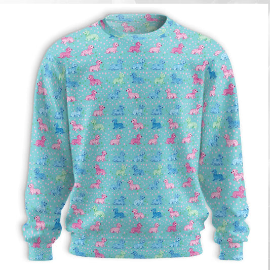 Pastel Dachshund Polka Dot Sweatshirt – Colorful Graphic 3D All Over Print Design