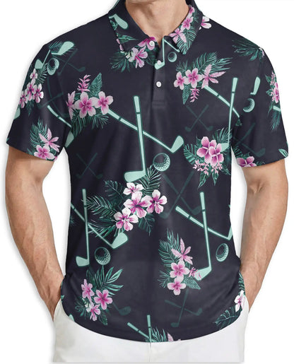 Golf Tropical Polo Shirt, Floral Fairway Print | Azhawaiian