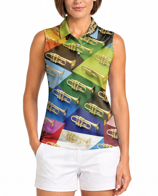 Musical Instrument Sleeveless Polo Shirt for Women | Azhawaiian