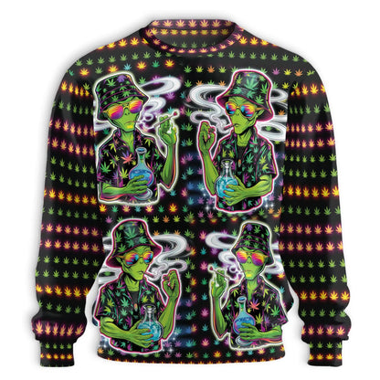 Funny Alien Smoking Sweatshirt – Colorful Graphic 3D All Over Print Design