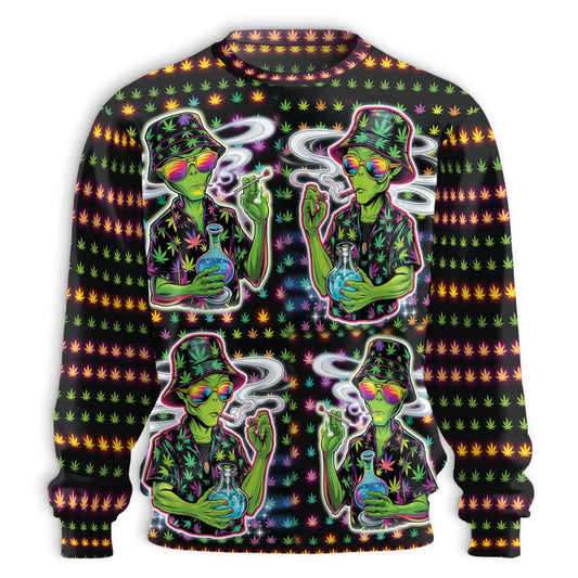 Funny Alien Smoking Sweatshirt – Colorful Graphic 3D All Over Print Design