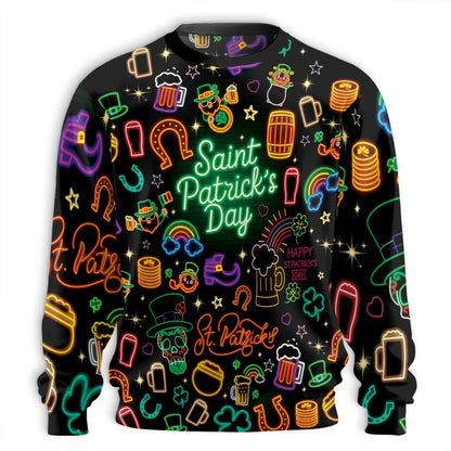 Neon St Patrick’s Day Sweatshirt – Colorful Graphic 3D All Over Print Design