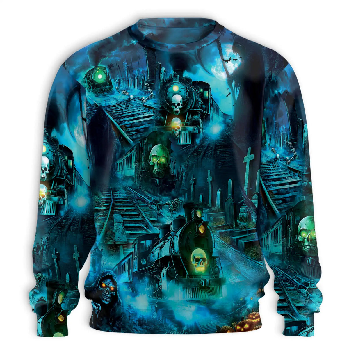 Ghost Train Sweatshirt – Colorful Graphic 3D All Over Print Design