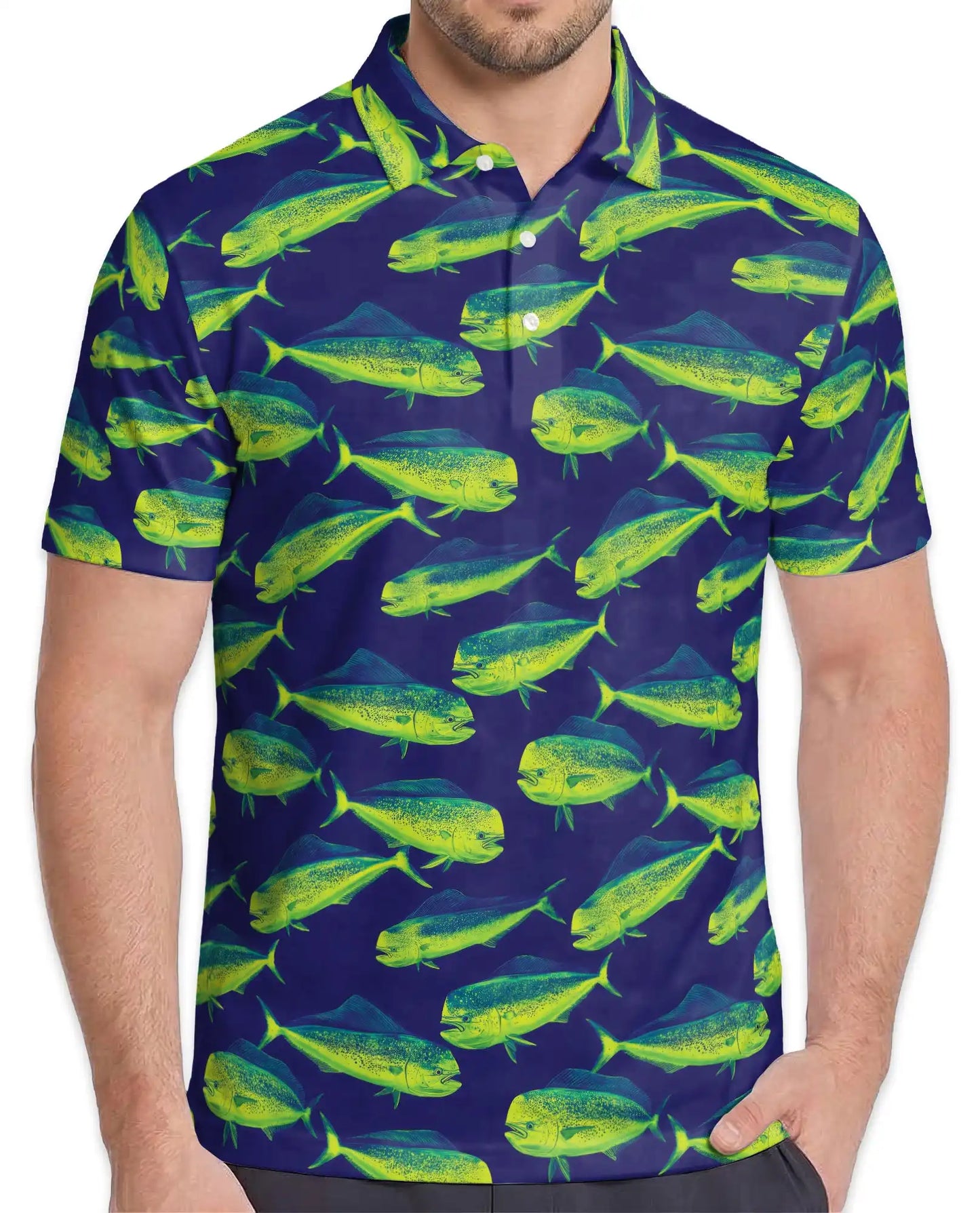 Mahi Mahi Polo Shirt for Men, Offshore Fishing Style | Azhawaiian