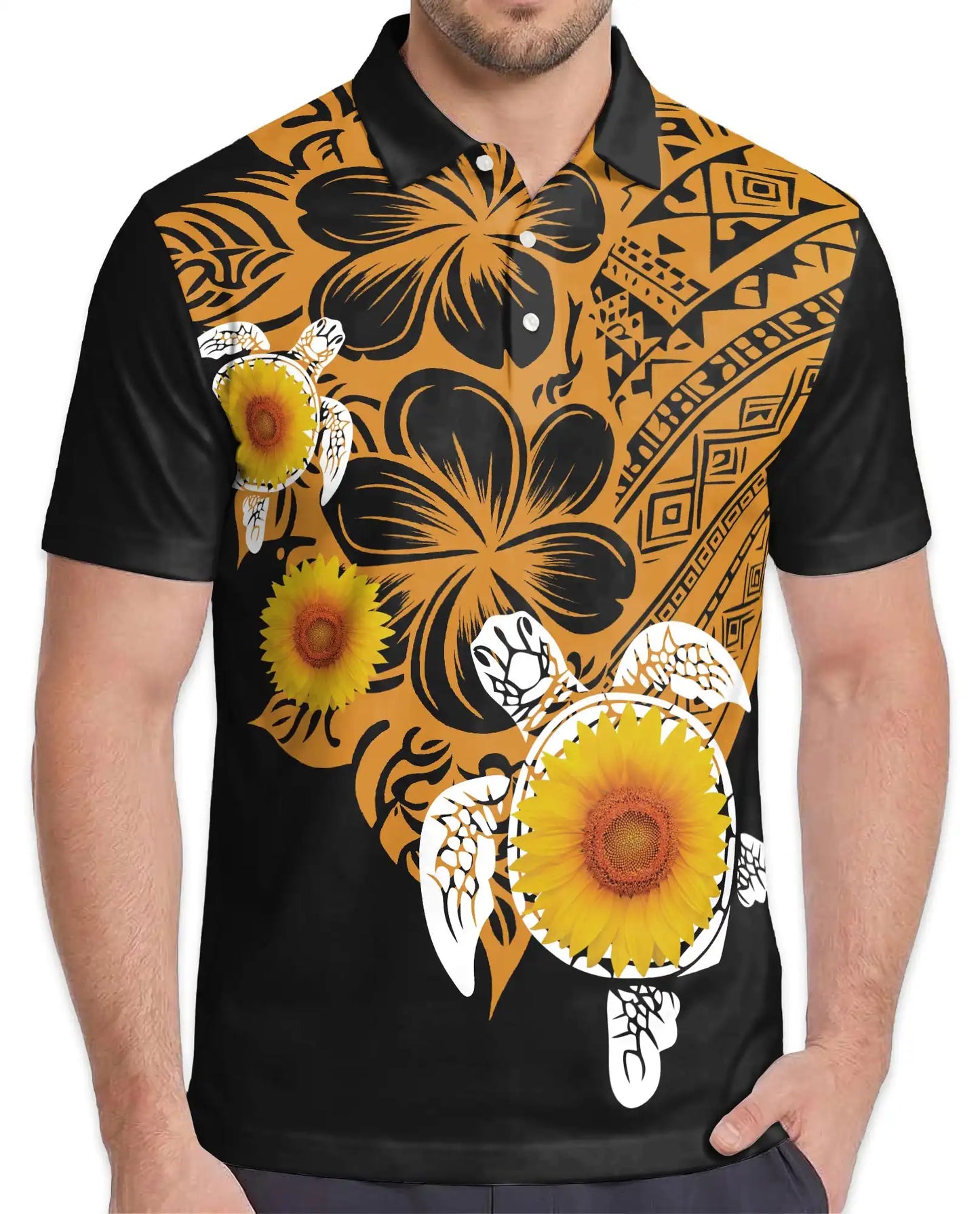 Polynesian Turtle Sunflower Polo | Azhawaiian