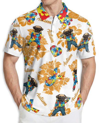 Autism Awareness Pug Polo Shirt, Puzzle Style | Azhawaiian