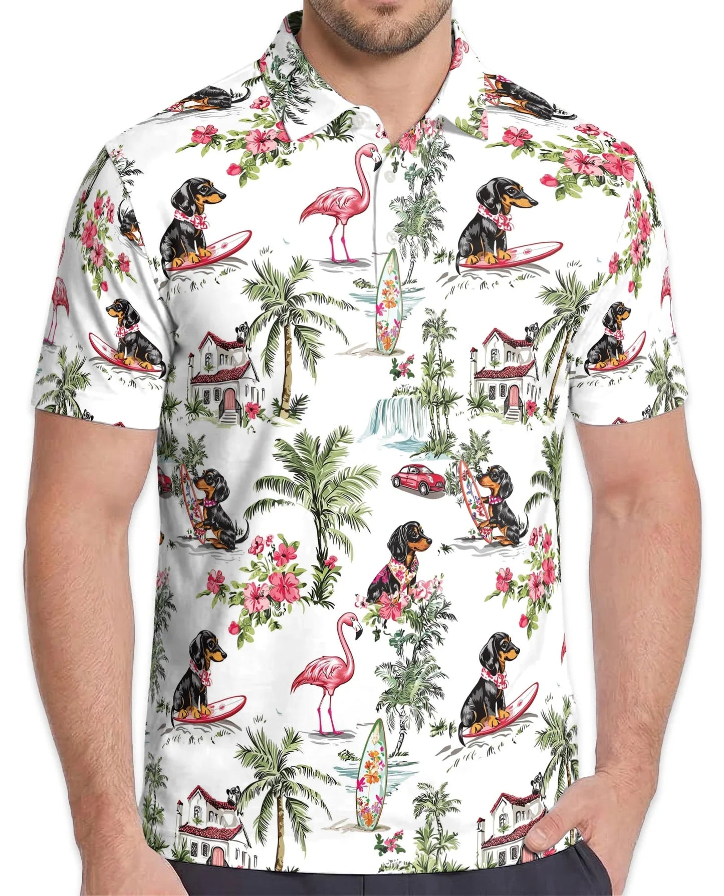 Lovely Dachshund Polo Shirt for Men, Cute Dog Lover Style | Azhawaiian
