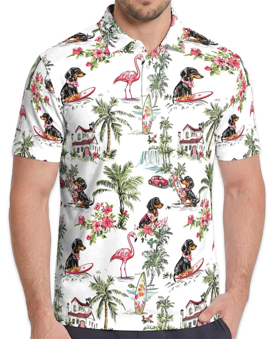 Lovely Dachshund Polo Shirt for Men, Cute Dog Lover Style | Azhawaiian